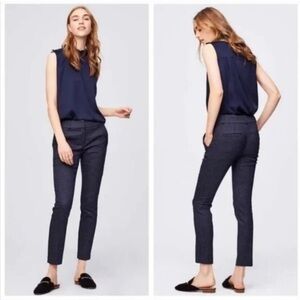 LOFT Marisa Skinny Navy Dot Textured Pants